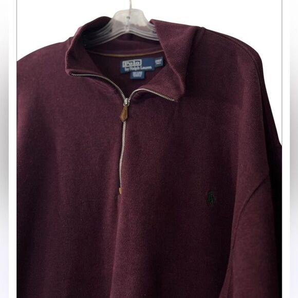 POLO RALPH LAUREN sweatshirt half zipper pullover 2XLT maroon cotton casual - Picture 3 of 5